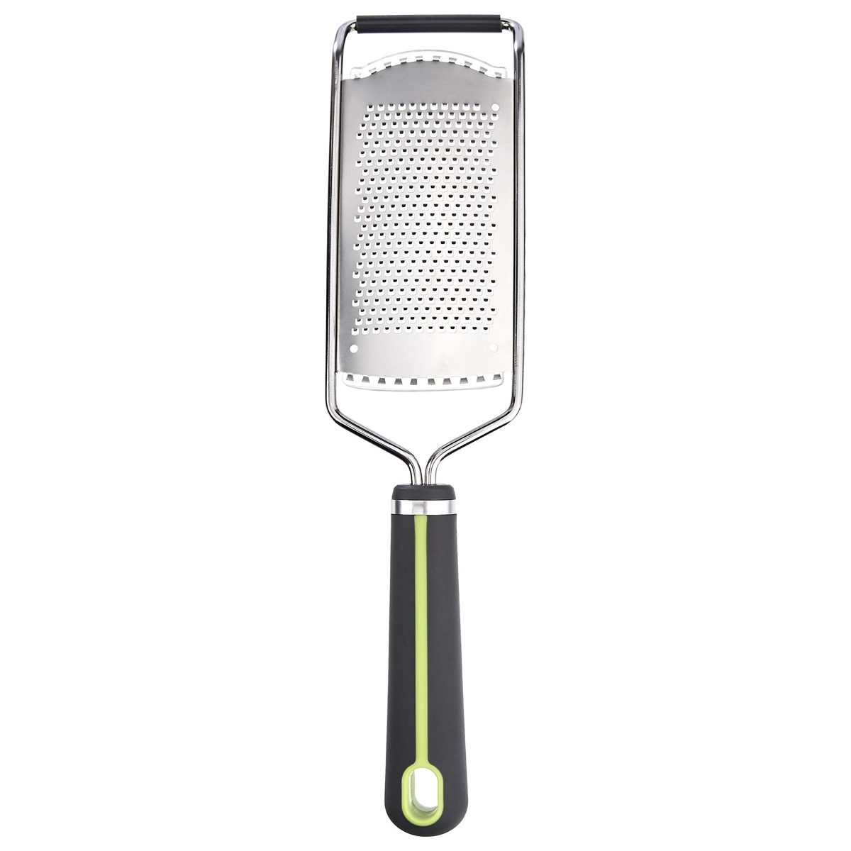 AmazonBasics Hand Zester and Grater with Wide Stainless Steel Blade, Soft Grip Handle, Grey and Green (Renewed)