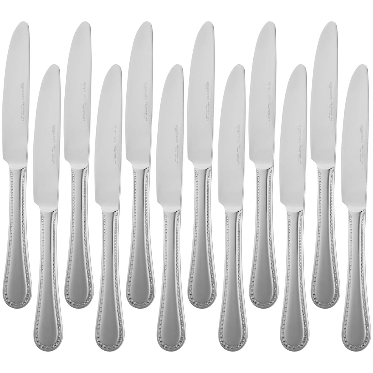 AmazonBasics Stainless Steel Dinner Knife with Pearled Edge, Pack of 12