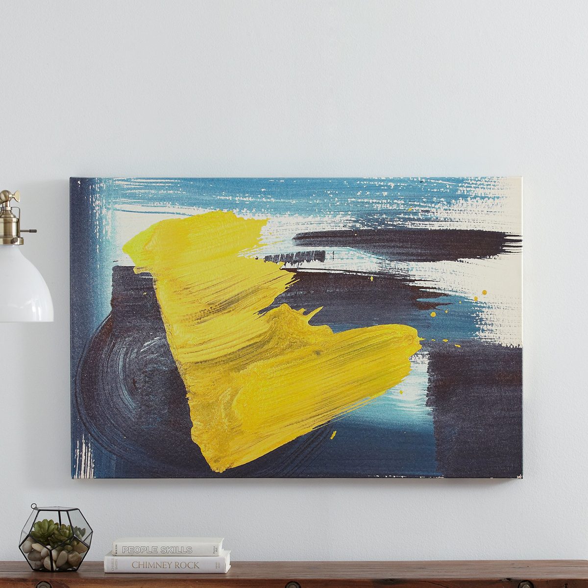 Abstract Brushed Blue and Yellow Canvas Print