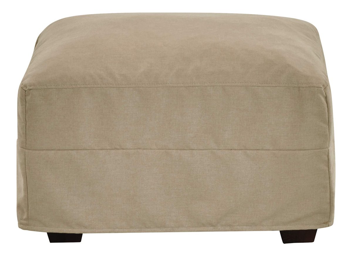 Amazon Brand – Stone & Beam Conner Slipcover Ottoman, 28"W, Linen
