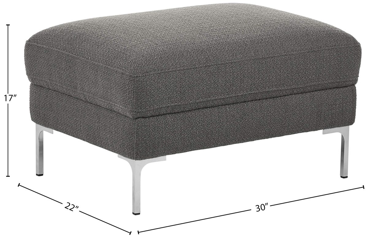 Amazon Brand – Rivet Abel Contemporary Ottoman, Fabric, 30"W, Charcoal