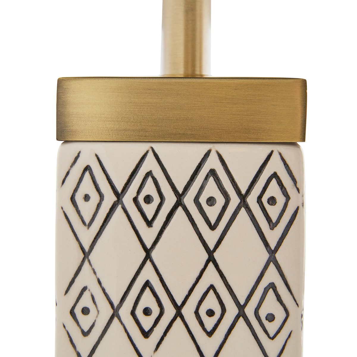 Rivet Geometric Shape Ceramic Table Lamp with Bulb, Black and White, 8.0" x 8.0" x 16.75", Grey