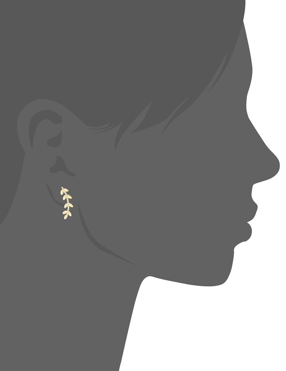Women's 14K Leaf Climber Stud Earrings, Yellow Gold, One Size