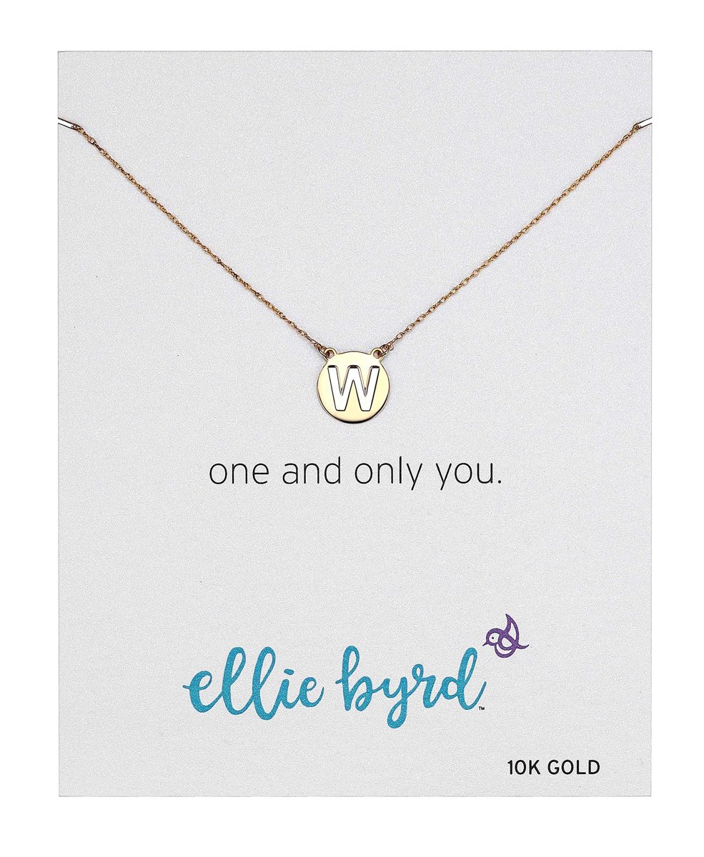ellie byrd 10k Gold Two Tone Initial "W" Disc Necklace, 18"