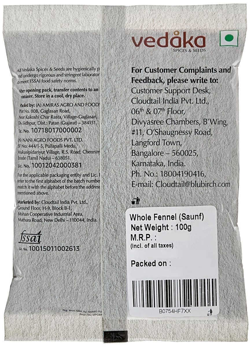 Amazon Brand - Vedaka Fennel Seeds (Saunf), 100g