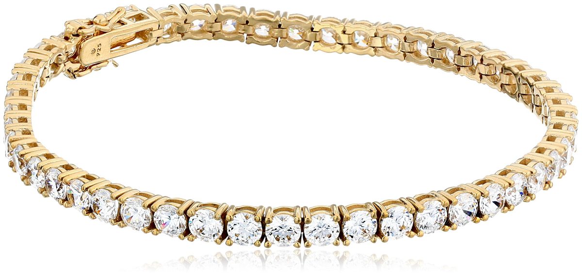 Yellow Gold Plated Sterling Silver Tennis Bracelet set with Round Cut Swarovski Zirconia (16.77 cttw), 7.25