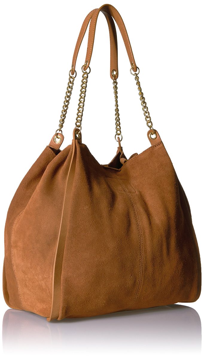 The Fix womens Joni Deconstructed Suede Tote With Chain Shoulder Strap Shoulder Handbag