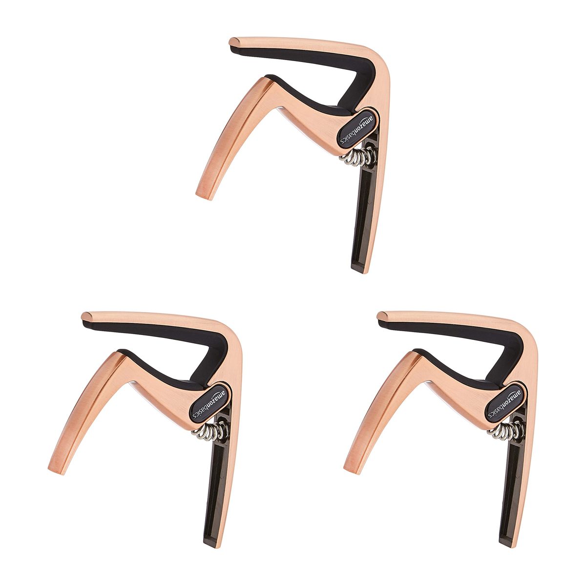 AmazonBasics Zinc Alloy Guitar Capo for Acoustic and Electric Guitar, Copper, 3-Pack