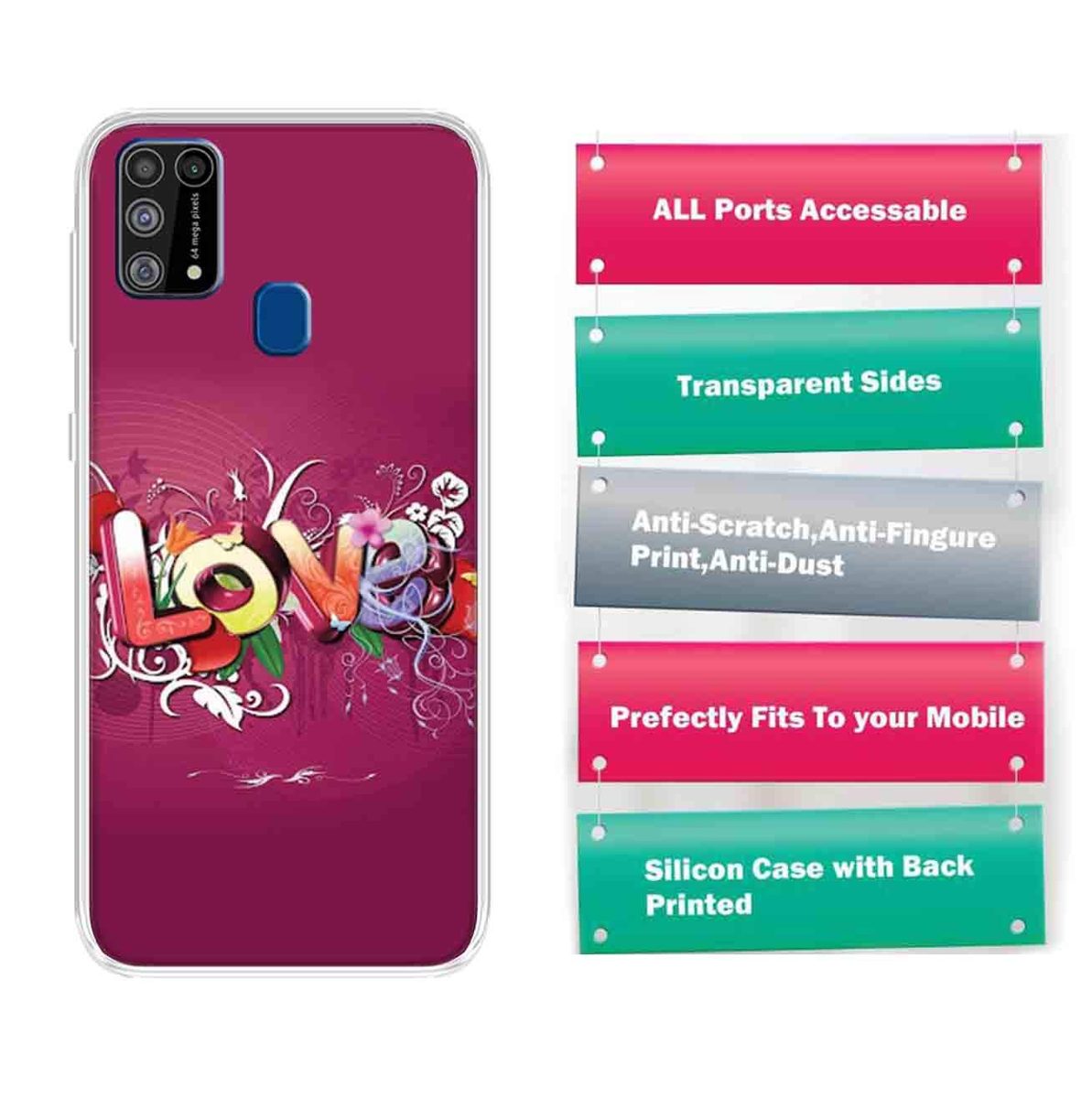 Amazon Brand - Solimo Designer Multicolor Love Printed Soft Back Case Mobile Cover for Samsung Galaxy M31