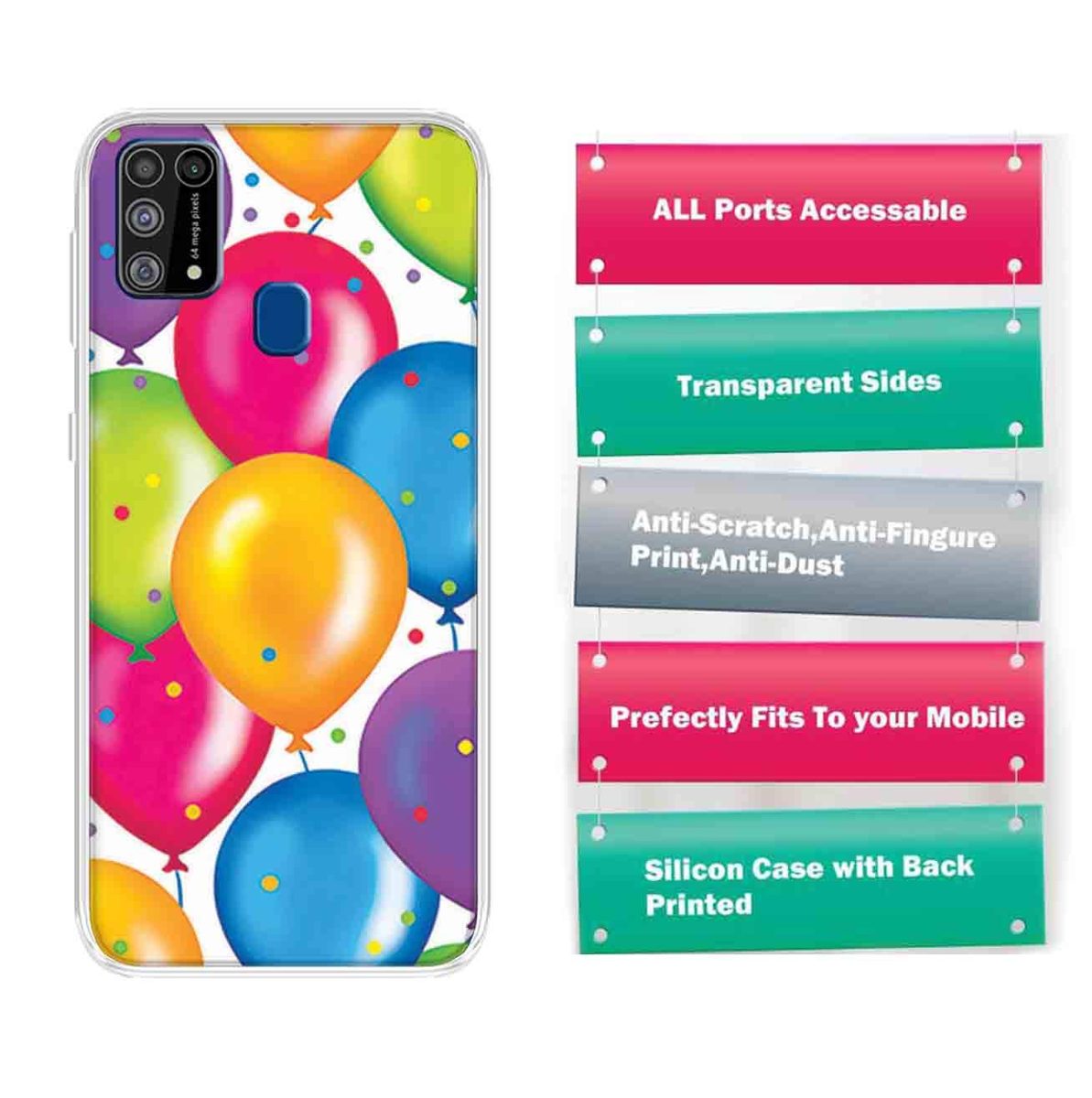 Amazon Brand - Solimo Designer Multicolor Balloon Design Printed Soft Back Case Mobile Cover for Samsung Galaxy M31