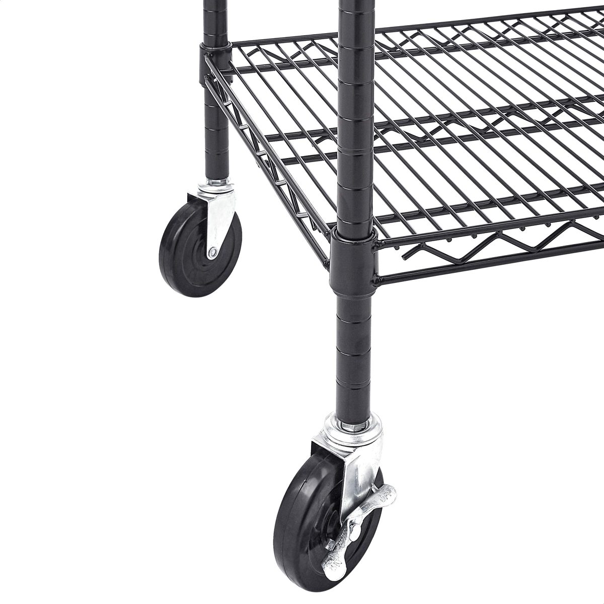 AmazonCommercial Heavy-Duty 5-Tier Steel Wire Shelving with Optional Wheels, NSF Certified, 24" W x 18" D, Black