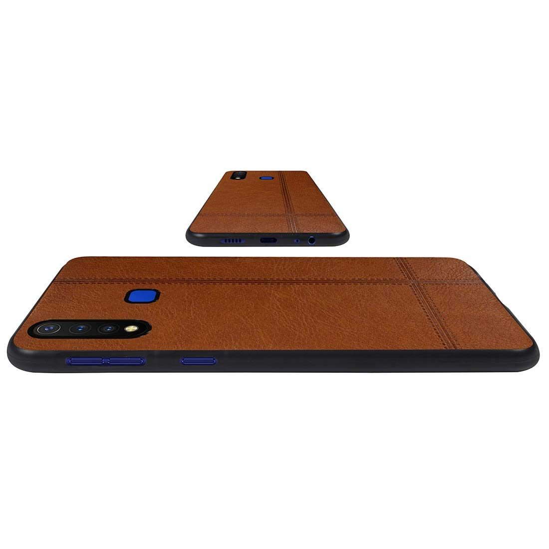 Amazon Brand - Solimo Leather Mobile Cover for (Soft & Flexible Back case), for Vivo U20 (Brown)