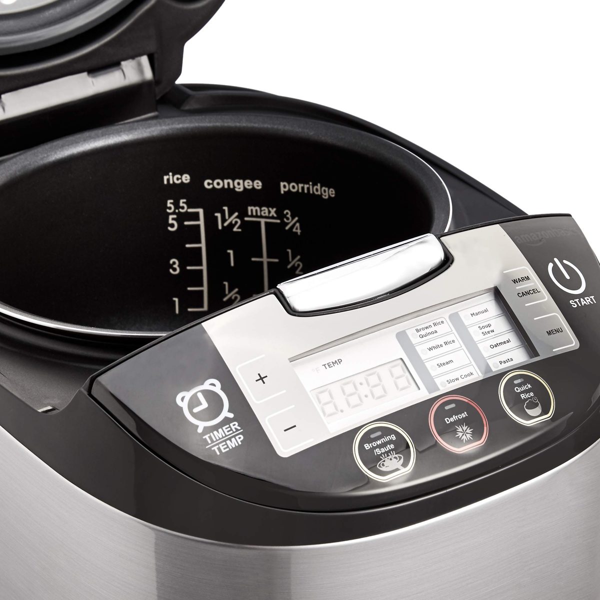 AmazonBasics Multi-Functional Rice Cooker - 5.5-Cup Uncooked (11-Cup Cooked), Black (Renewed)