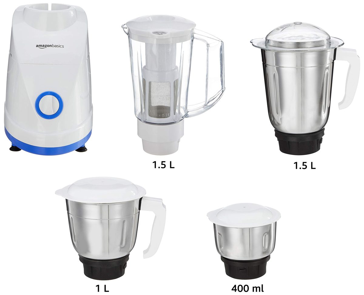 AmazonBasics Elite 750W Mixer Grinder with 3 Stainless Steel Jar + 1 Juicer Jar