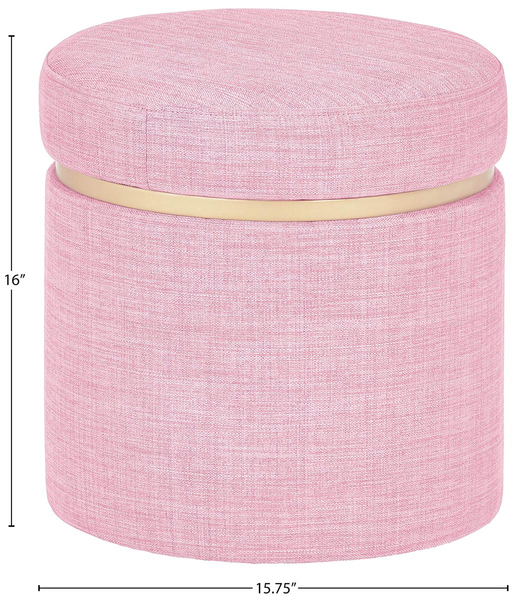 Amazon Brand – Rivet Asher Modern Storage Ottoman, 15.75"W, Fabric, Pink