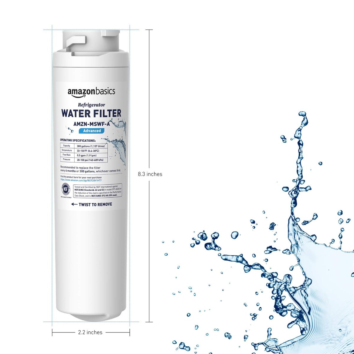 AmazonBasics Replacement GE MSWF Refrigerator Water Filter Cartridge - Advanced Filtration (Renewed)
