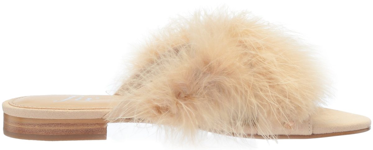 Amazon Brand - The Fix Women's Nadia Feather Slide Sandal Flat, Dove Suede, 8.5 B US