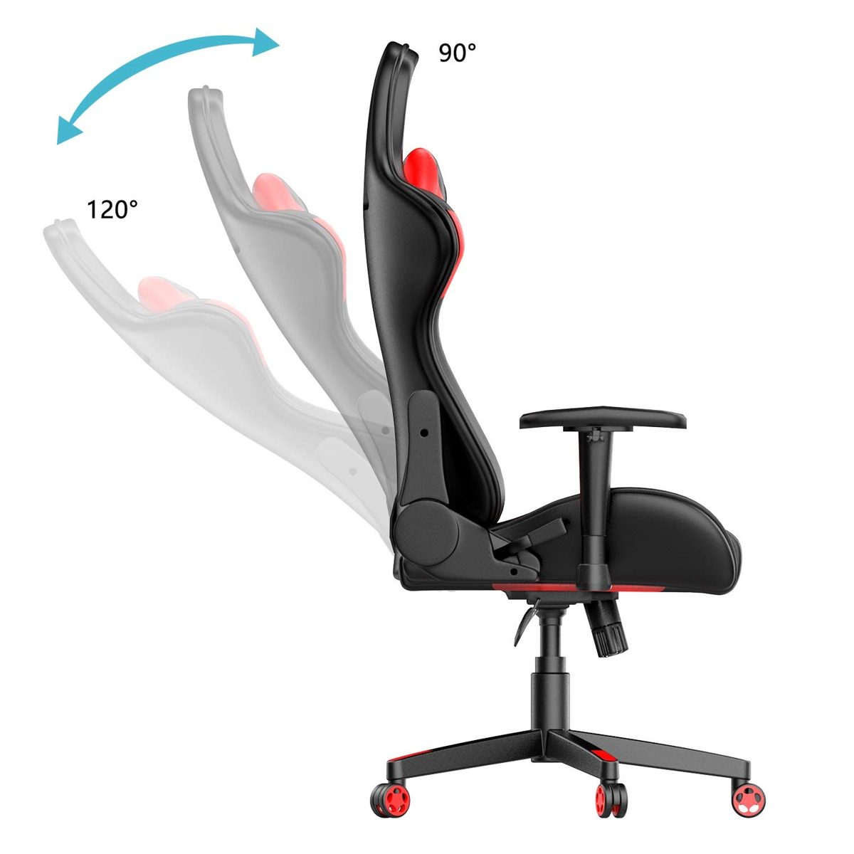 AmazonBasics Gaming/Racing Style Office Chair with Removable Headrest and High Back Cushion - Red