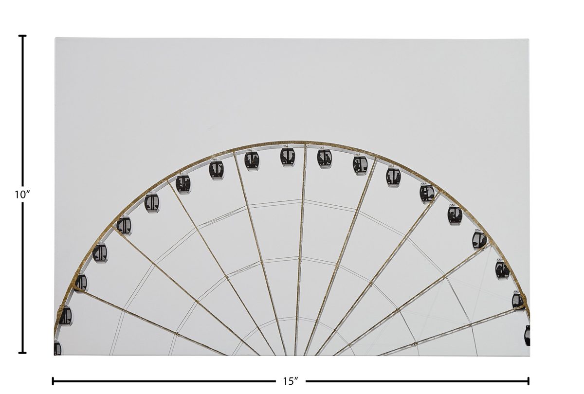 Amazon Brand – Rivet Black and White Print of The Golden Ferris Wheel on Canvas Wall Art 15" x 10"