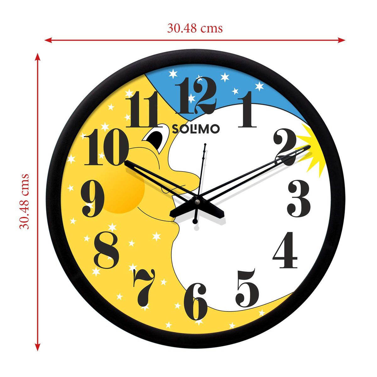 Amazon Brand - Solimo 12-inch Wall Clock - Desginer (Silent Movement, Black Frame)