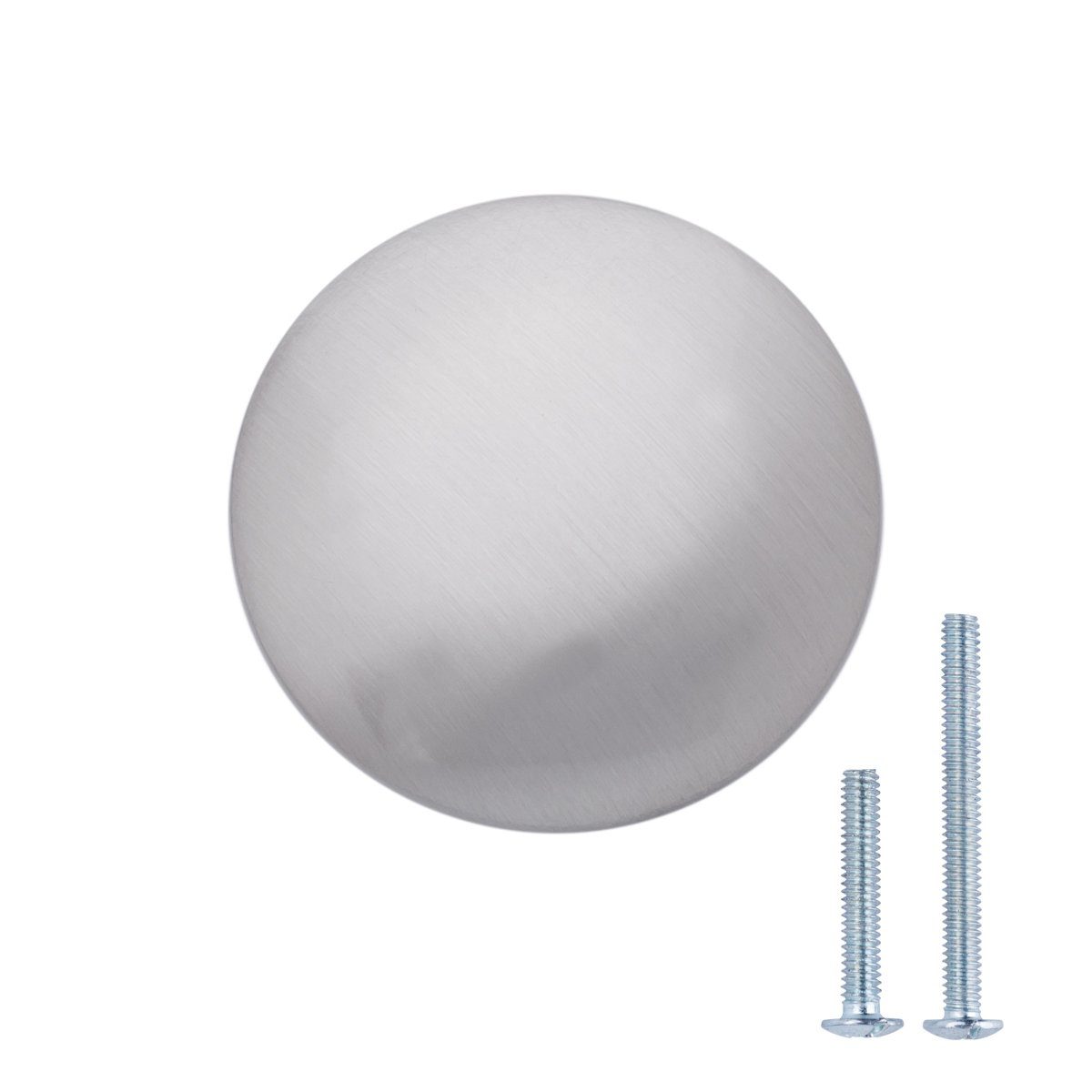 AmazonBasics Round Flat Cabinet Knob, 1.24" Diameter, Satin Nickel, 25-Pack