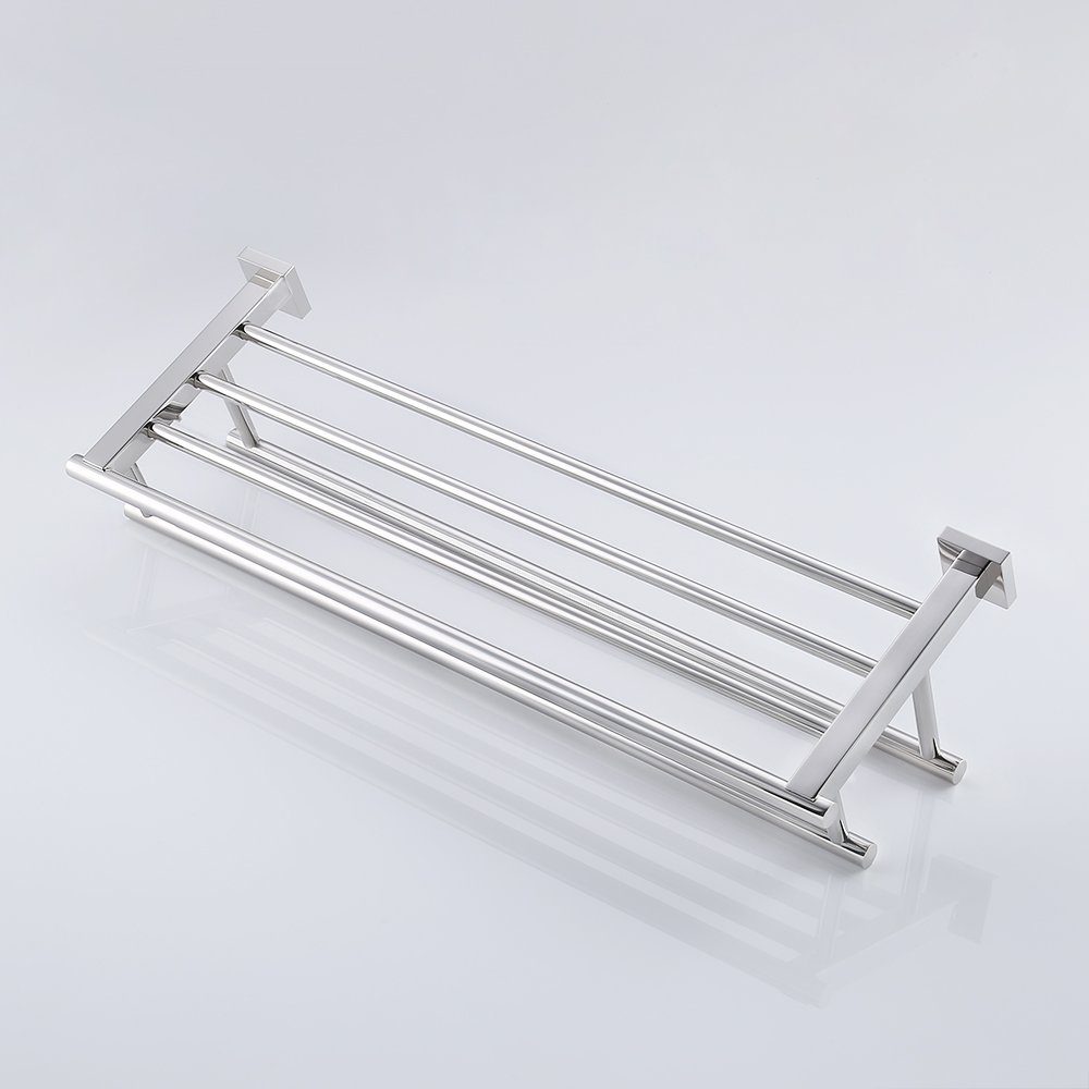 Umi. Essentials 24" Wall Mounted Towel Rail with Double Grab Rail - Polished Stainless Steel