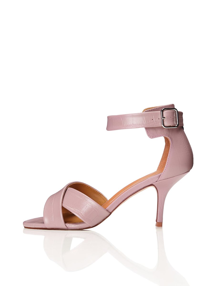 Amazon Brand - find. Women's Ankle Strap Heels with Open-Toe, Pink (Pink), US 8.5