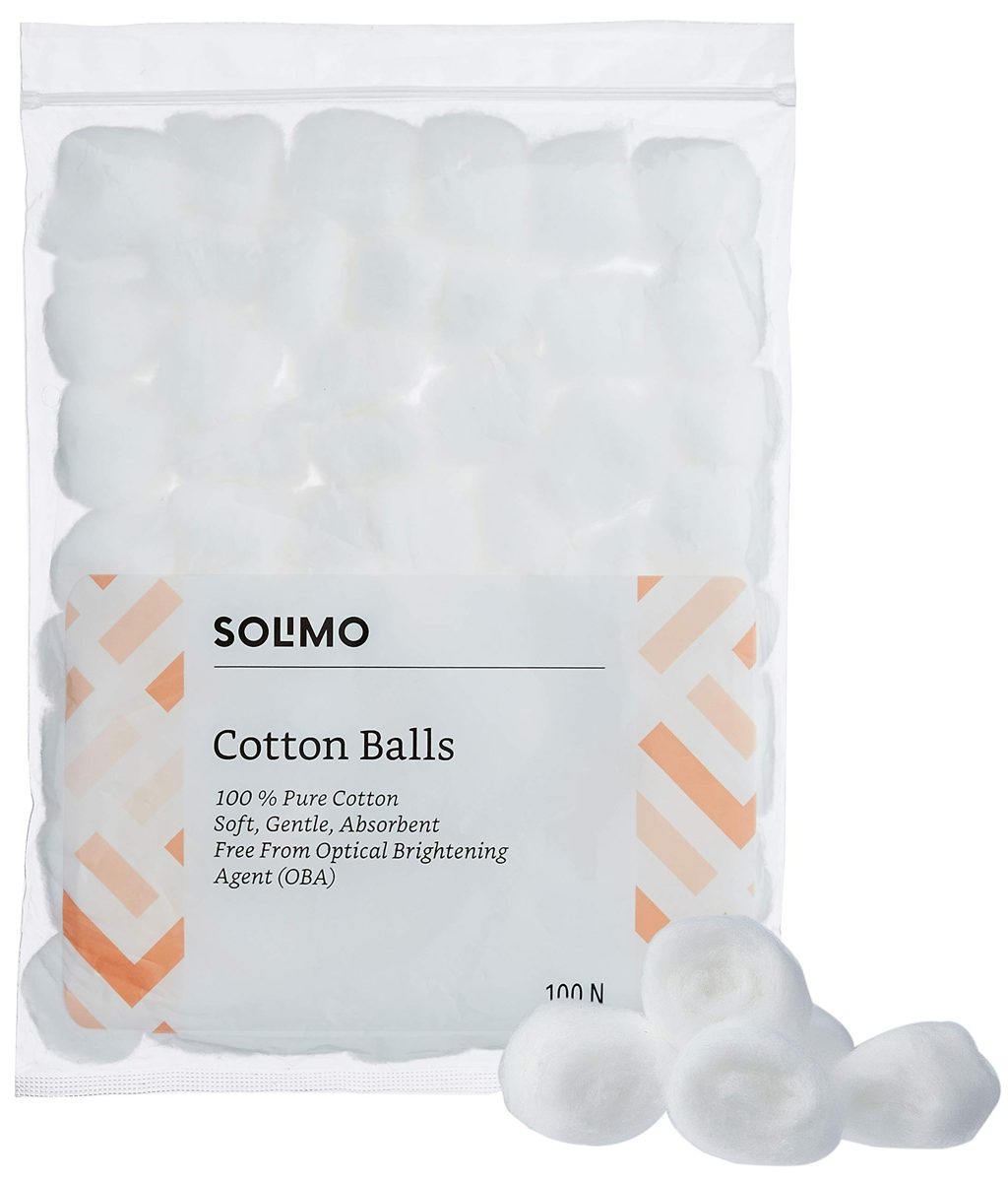 Amazon Brand - Solimo Cotton Balls - 100 Units (Pack of 2)