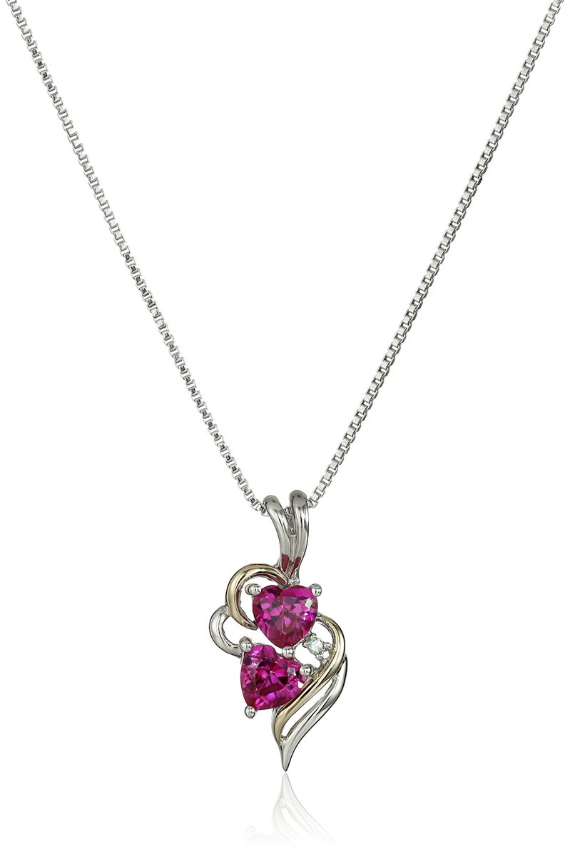 [Find] Amazon Collection Sterling Silver And K iero-go-rudodaiyamondoakusento and creative rubi-ha-topendantozyueri-setto