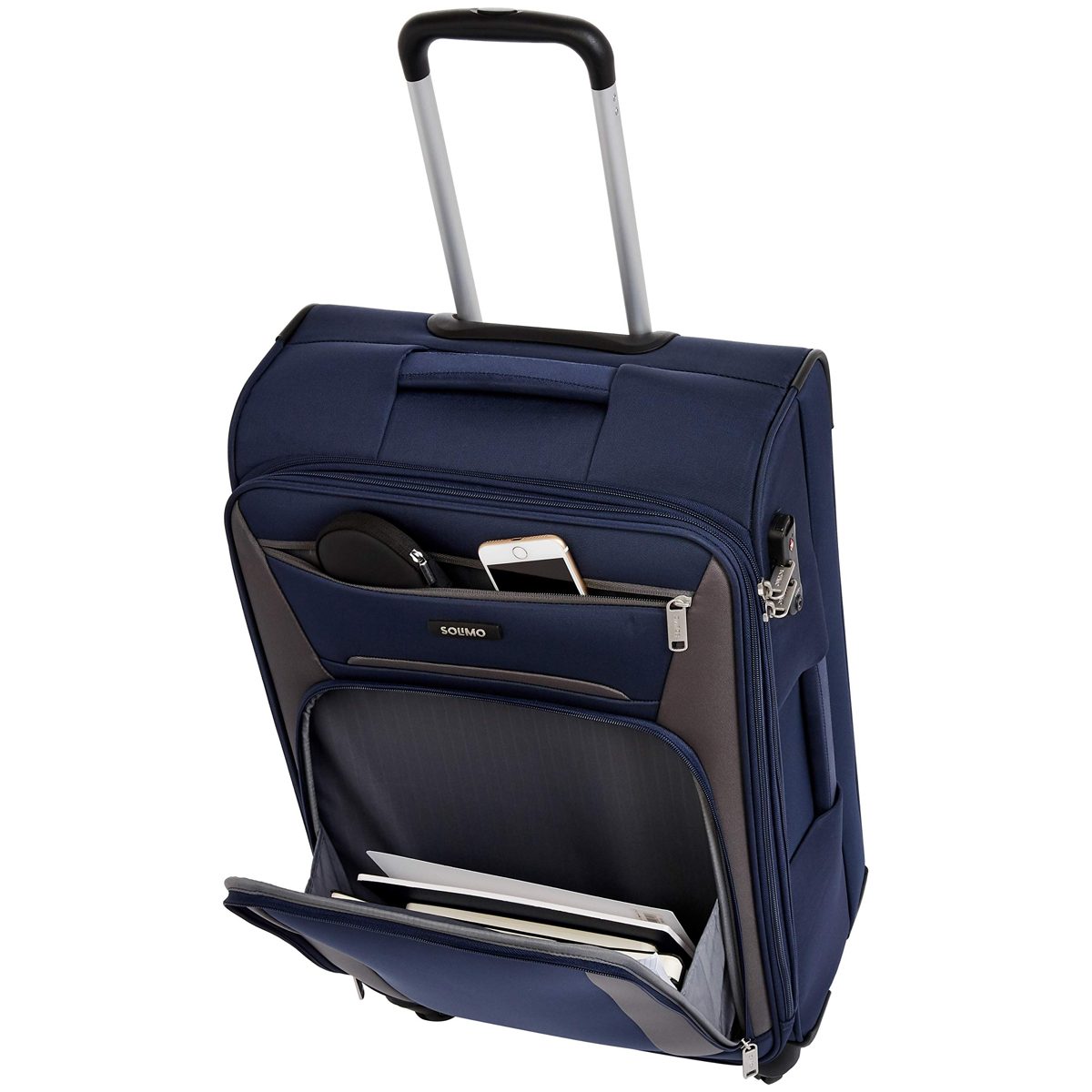 Amazon Brand - Solimo 68.5 cms Softsided Suitcase with Wheels and TSA Lock, Blue
