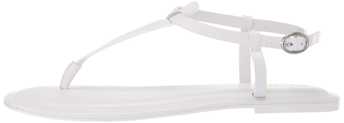 Amazon Brand - 206 Collective Women's Sakon Leather Flat Sandal, White, 9 B US