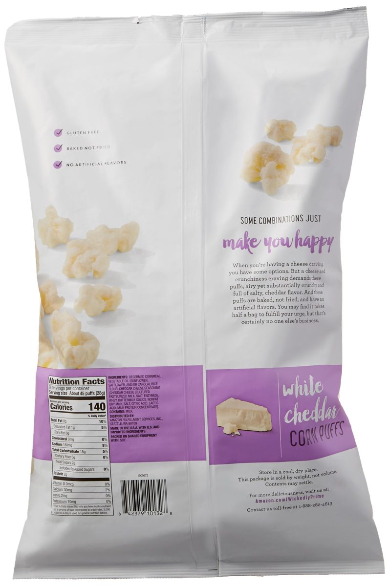 Wickedly Prime White Cheddar Corn Puffs, 9 Ounce (Pack of 4)
