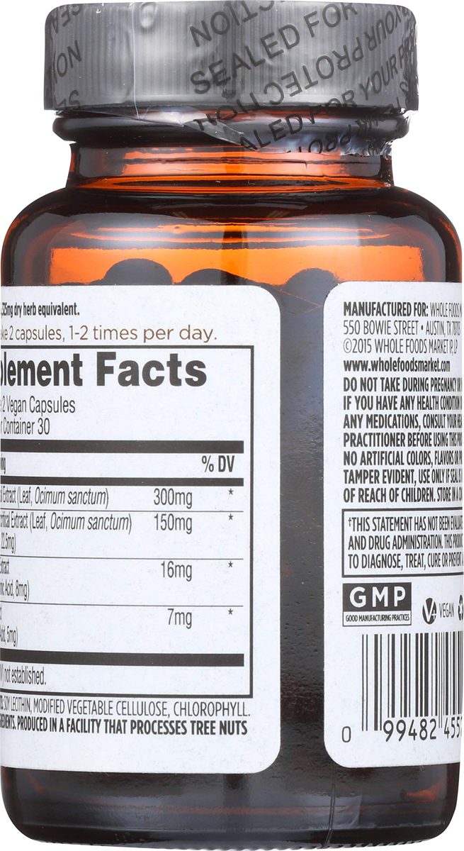Whole Foods Market, Holy Basil Liquid Caps, 60 ct
