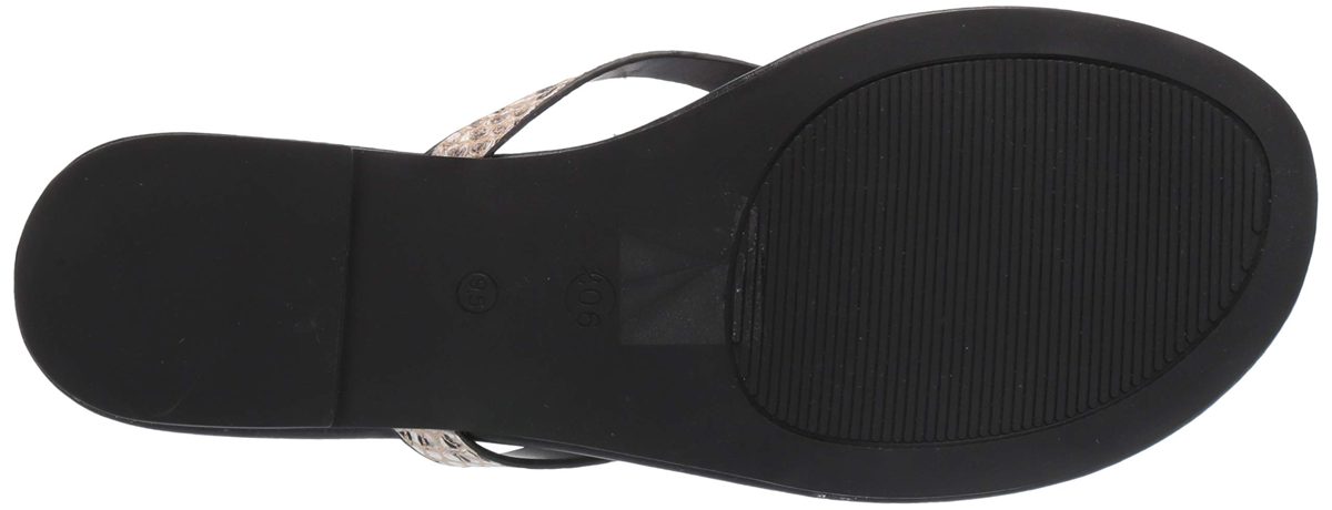 206 Collective Amazon Brand Women's Fenna Sandal, Black Snake Embossed, 6 B US