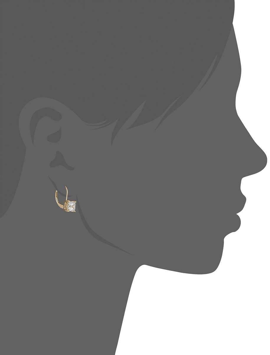 Platinum or Gold Plated Sterling Silver Princess Cut Leverback Earrings made with Swarovski Zirconia