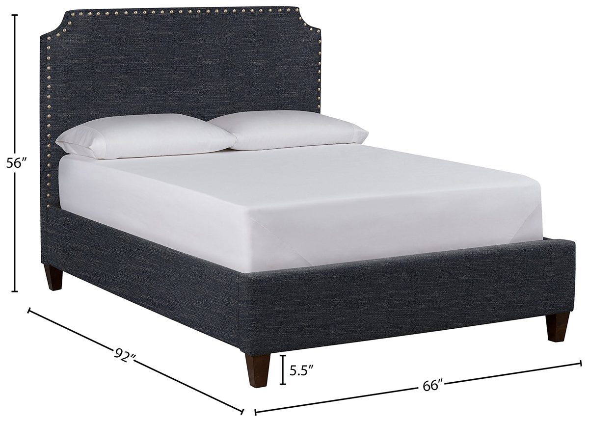Amazon Brand – Stone & Beam Tisbury Nailhead Trim Queen Bed, 66"W, Curious Indigo