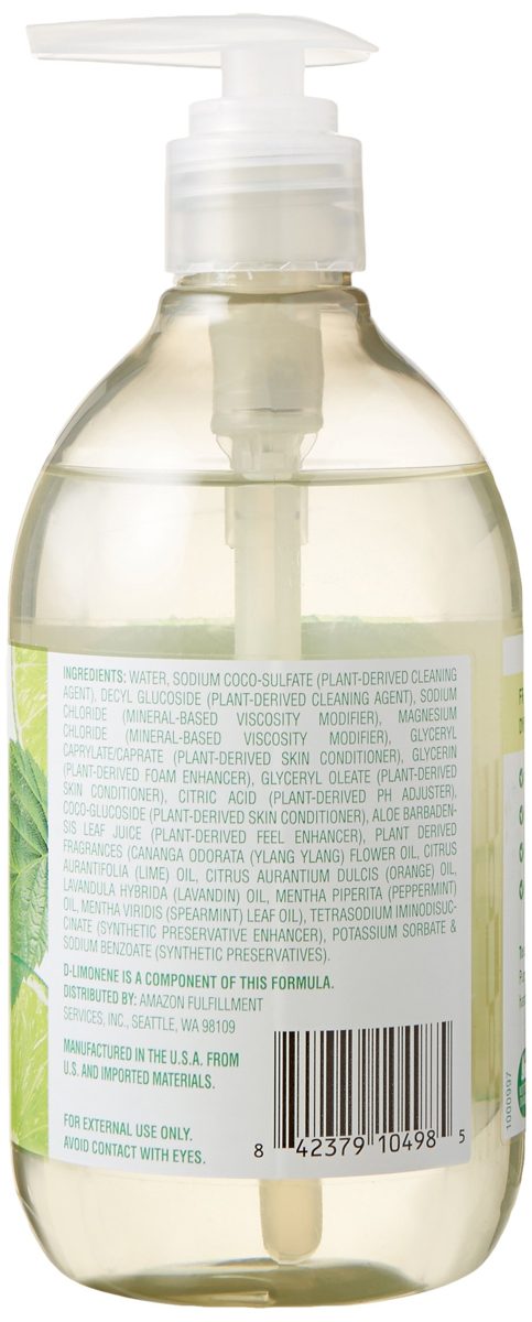 Amazon Brand - Presto! Biobased Hand Soap, Lime Mint Scent (6 pack)
