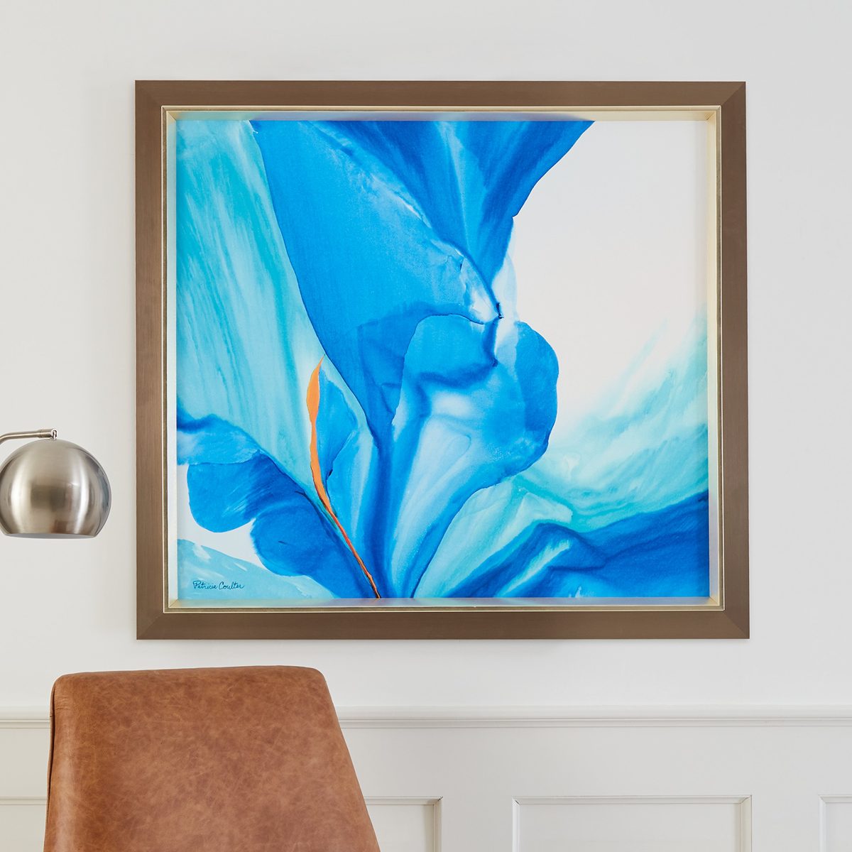 Amazon Brand – Rivet Modern Abstract Flower Print, Grey Frame, 42" x 46"