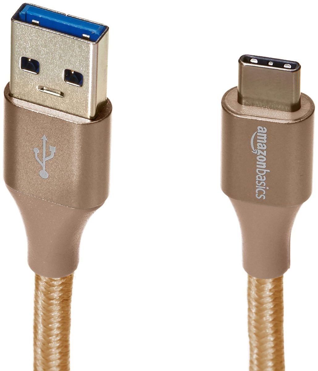 AmazonBasics Double Braided Nylon USB Type-C to Type-A 3.1 Gen 2 Charger Cable Adapter