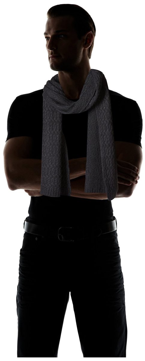 Thirty Five Kent Men's Cashmere Chain Cable Scarf, Black