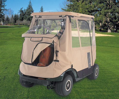 Classic Accessories Fairway Deluxe 3-Sided 2-Person Golf Cart Enclosure, Tan