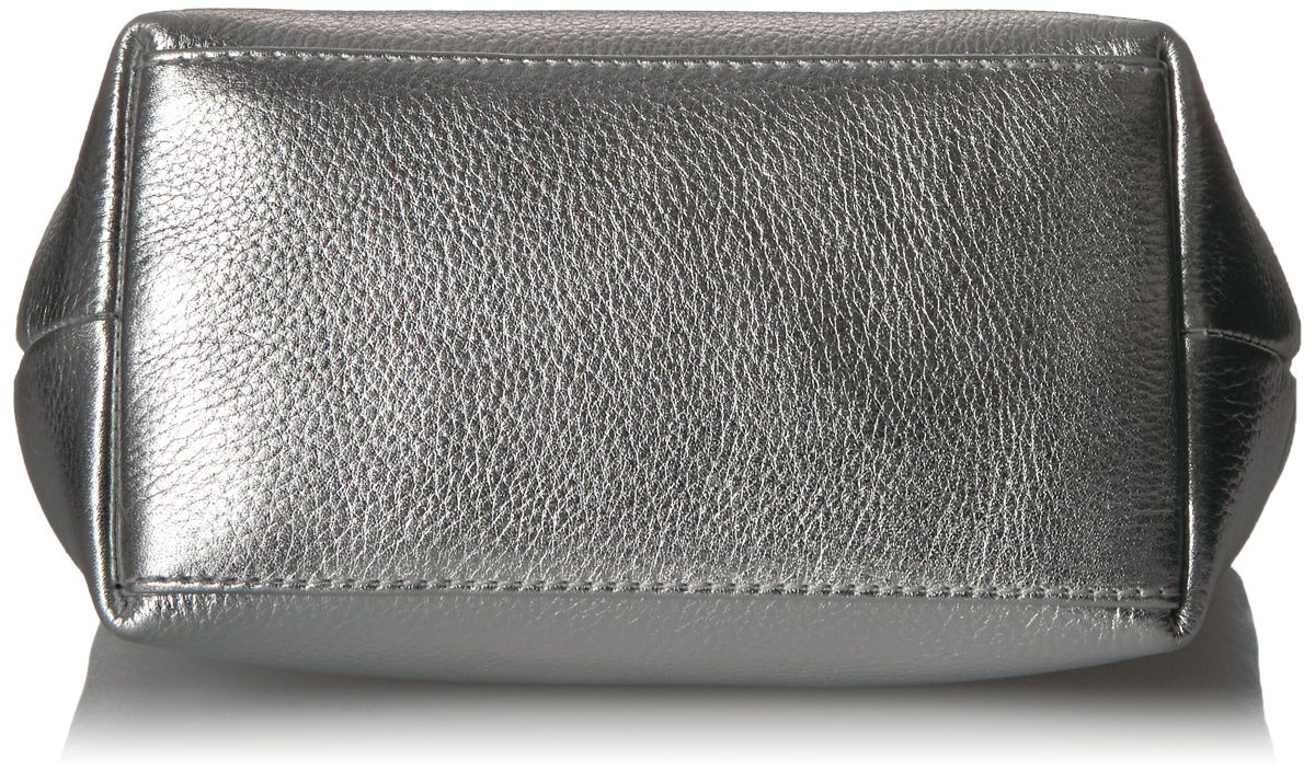 Amazon Brand - The Fix Sienna Mini Lthr Bucket Bag ORing Handle, silver/metallic