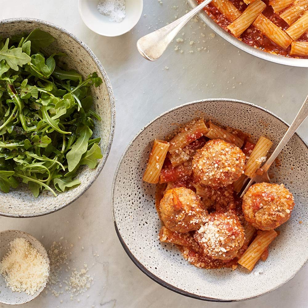 Amazon Meal Kits, Ricotta Meatballs with Rigatoni & Arugula, Serves 2