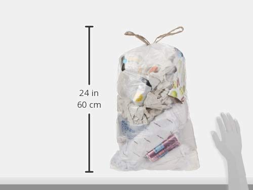 AmazonCommercial Custom Fit Clear Drawstring Trash Bags - Compatible with simplehuman Type C - 1 MIL - 180 Count