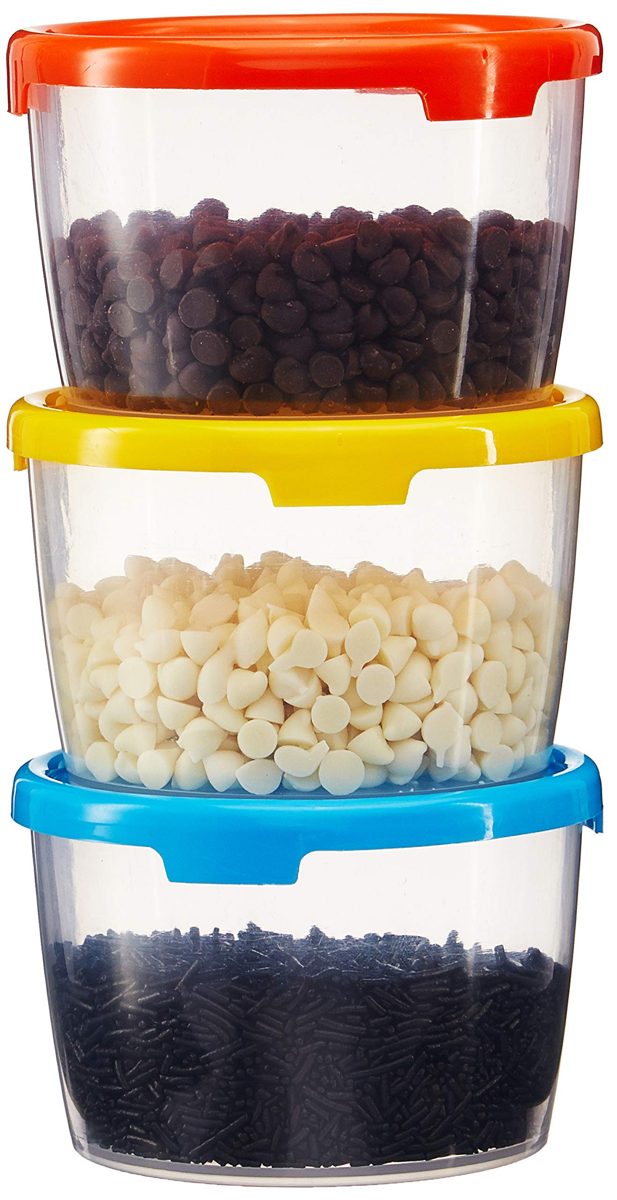 Amazon Brand - Solimo Plastic Storage Container Set, 300ml, Set of 3, Multicolour