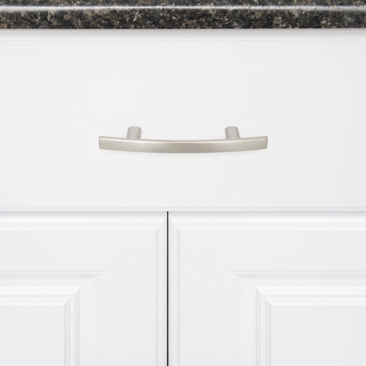 AmazonBasics Modern Curved Cabinet Handle, 5.25" Length (3" Hole Center), Satin Nickel, 10 Pack
