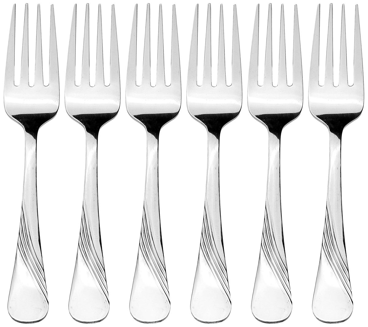 (Renewed) Amazon Brand - Solimo 6 Piece Stainless Steel Fork Set, Waves
