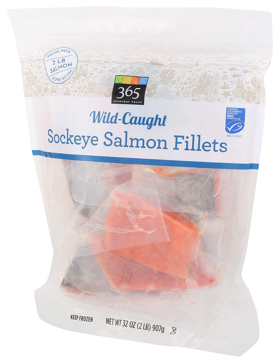 365 Everyday Value, Wild-Caught Seafood Value Pack, Sockeye Salmon Fillets, 32 Ounce (Frozen)
