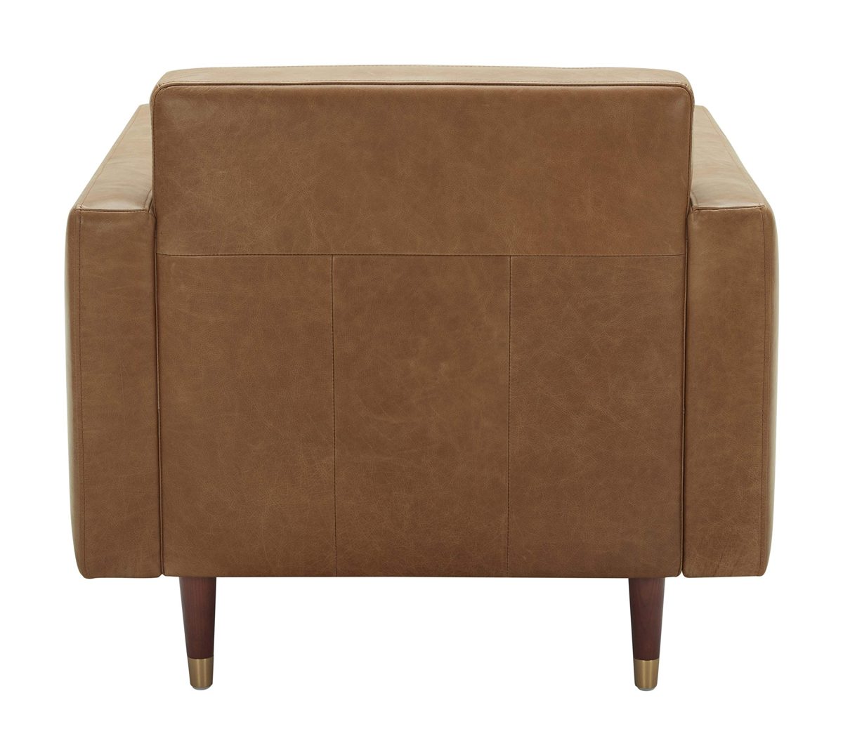 Amazon Brand – Rivet Damien Mid-Century Modern Channel-Backed Living Room Chair, 35"W, Leather, Cognac