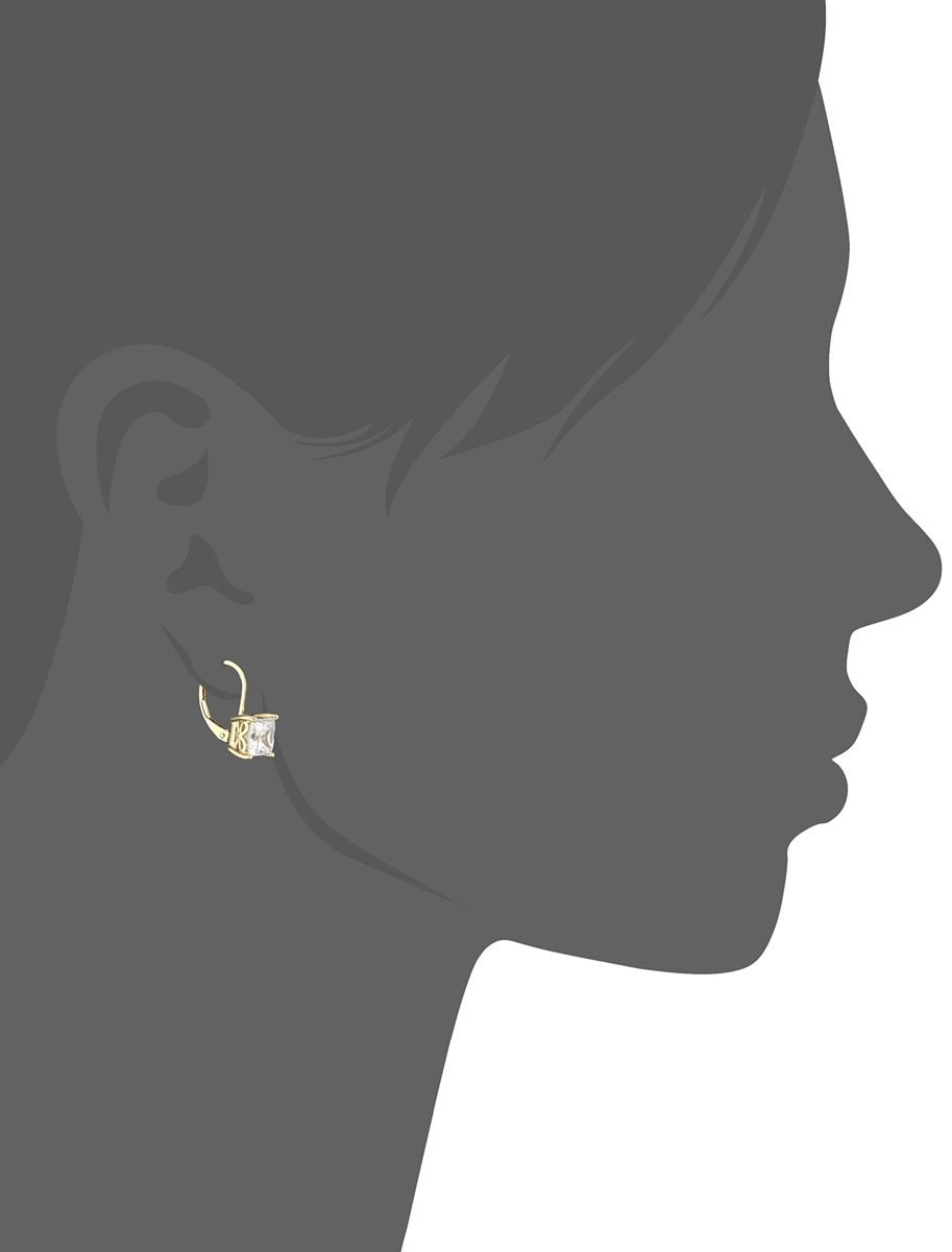 Yellow-Gold-Plated Sterling Silver Swarovski Zirconia Princess Drop Earrings (5 cttw)